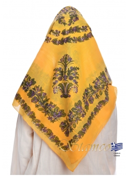 Greek Traditional Yellow Cotton Scarf 