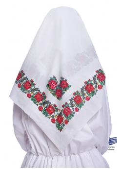 Greek Traditional White Cotton Scarf 