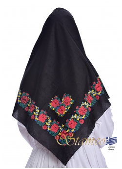 Greek Traditional Black Cotton Scarf 
