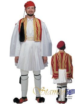 Traditional Evzonas Man Red Costume
