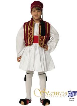 Traditional Tsolias Bordeau-Gold Costume