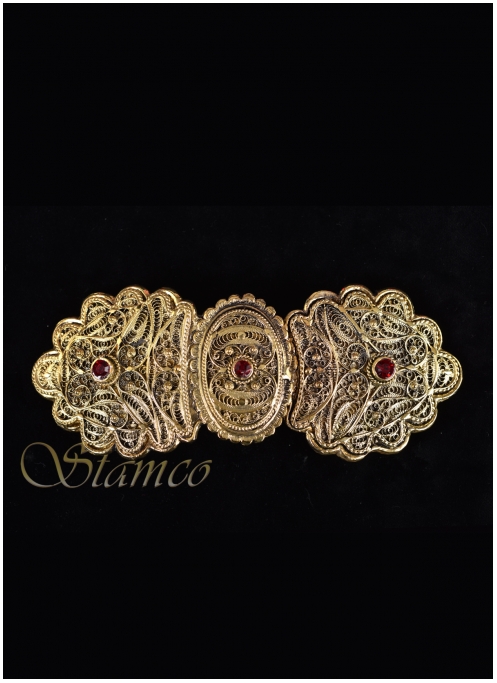 Traditional Gold Buckle with red stones