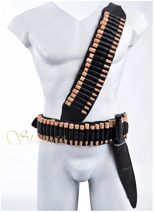  Leather Βelt with wooden cartridges