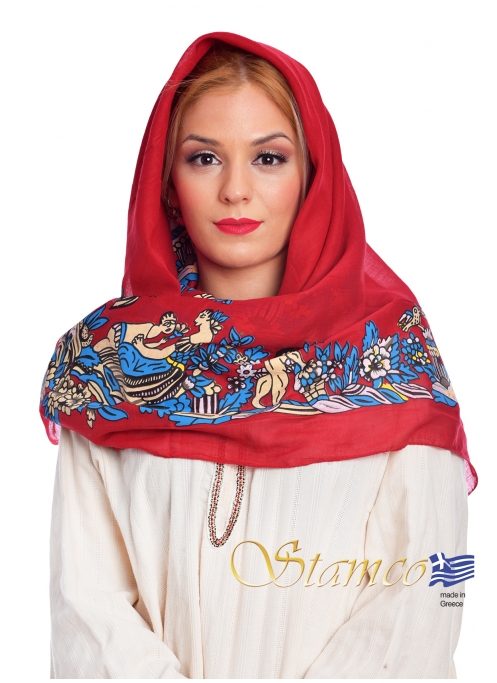 Greek Traditional Cotton Scarf of Doxato - Dramas