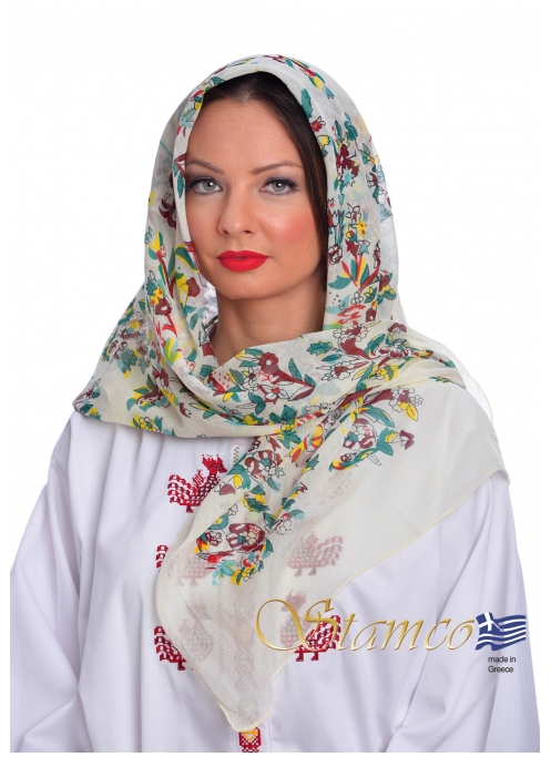 Greek Traditional Cotton Scarf of Attica - Αthens