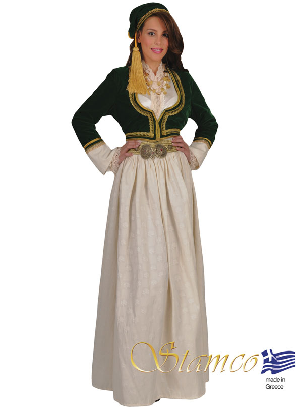 Traditional Amalia White Brocade Costume