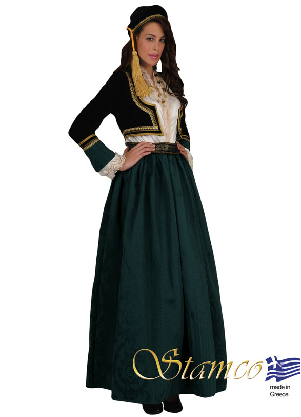 Traditional Amalia Green Brocade Costume
